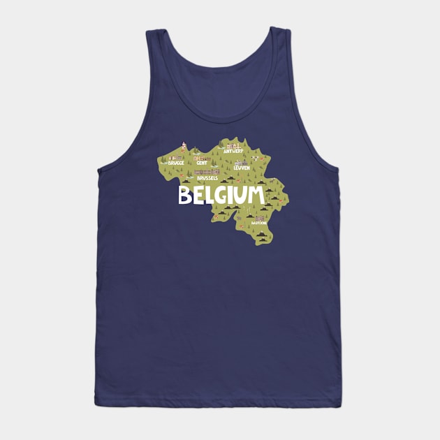 Belgium Illustrated Map Tank Top by JunkyDotCom